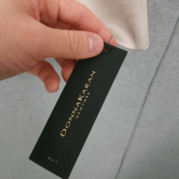 Donna Karan Satin Gold Ivory One Button Lined Shawl Collar Blazer Suit Womens 4 - Picture 5 of 12
